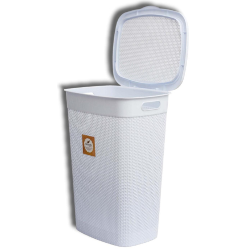 Cesto calado Naturalle Rattan c/tapa 55L Blanco