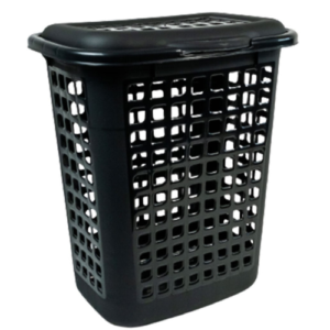 Cesto calado Rect. p/ropa c/tapa 30L Negro