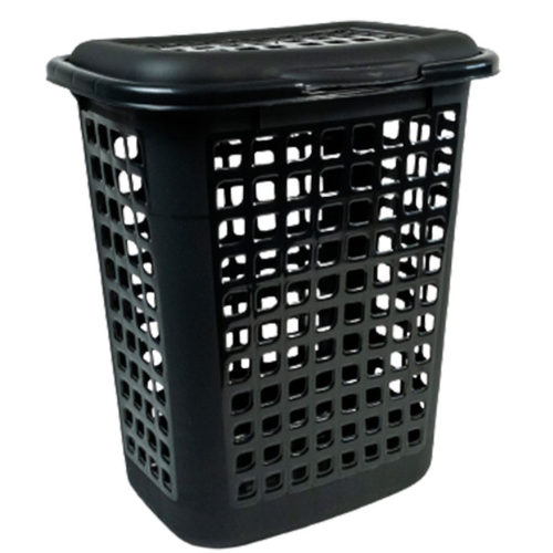 Cesto calado Rect. p/ropa c/tapa 30L Negro