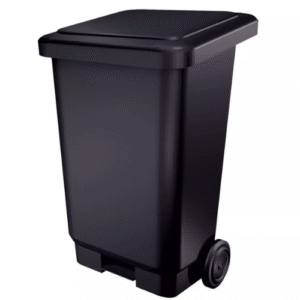 Papelera industrial c/pedal y ruedas 100L Negra