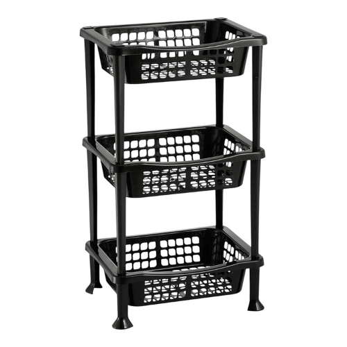 Rack organizador rectangular negro de 3 niveles