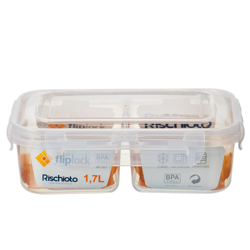 Contenedor rectangular Fliplock con separador 1.7L