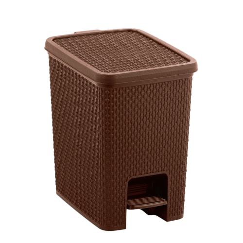 Papelera rectangular de ratán Naturalle con pedal, 14,0L Marrón